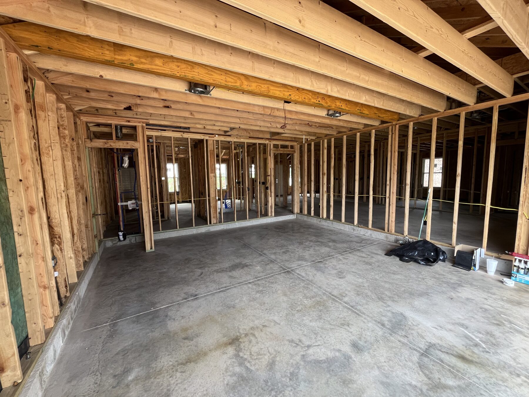 Interior wall framing during a custom home build in Norman, Oklahoma